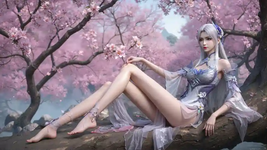 4k古风壁纸 - 樱花 - 玄幻 - 白衣「哲风壁纸」