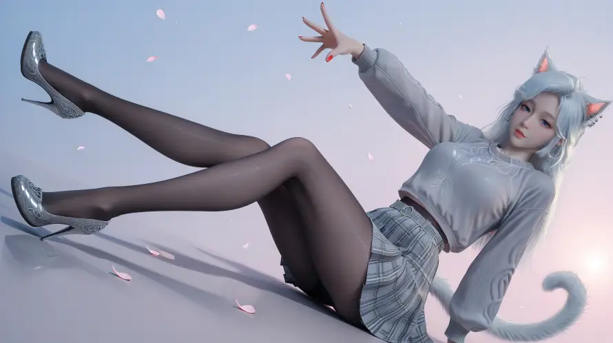 4k猫尾壁纸 - 猫耳 - 银月 - 黑丝「哲风壁纸」 4k猫尾壁纸 - 猫耳 - 银月 - 黑丝「哲风壁纸」