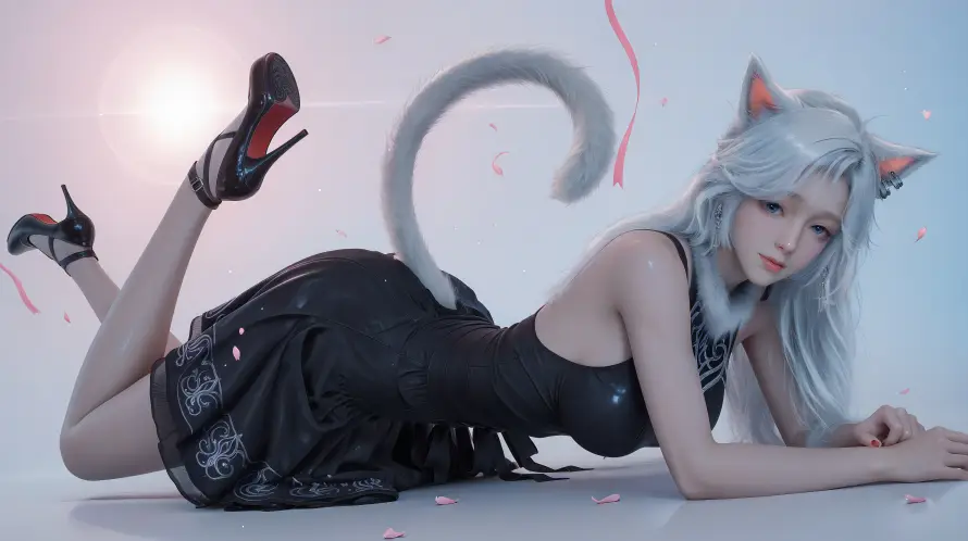 4k猫耳壁纸 - 银发 - 银月 - 高跟鞋「哲风壁纸」 4k猫耳壁纸 - 银发 - 银月 - 高跟鞋「哲风壁纸」