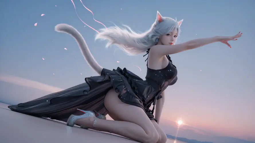 4k白发壁纸 - 银月 - 黄昏 - 猫耳娘「哲风壁纸」 4k白发壁纸 - 银月 - 黄昏 - 猫耳娘「哲风壁纸」