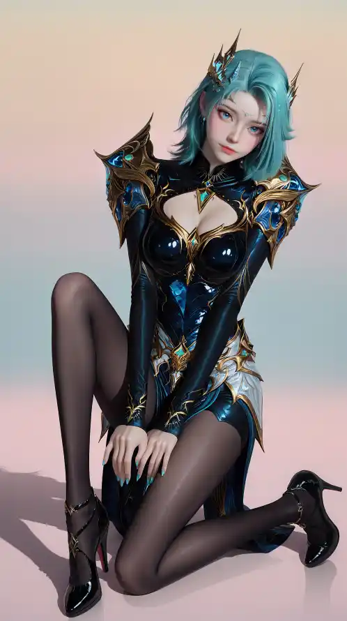 4k冰帝壁纸 - 蓝发 - 黑丝 - 紧身衣「哲风壁纸」