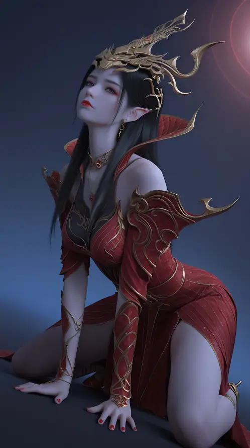 4k美杜莎壁纸 - 动漫角色 - 斗破苍穹 - 红色服饰「哲风壁纸」