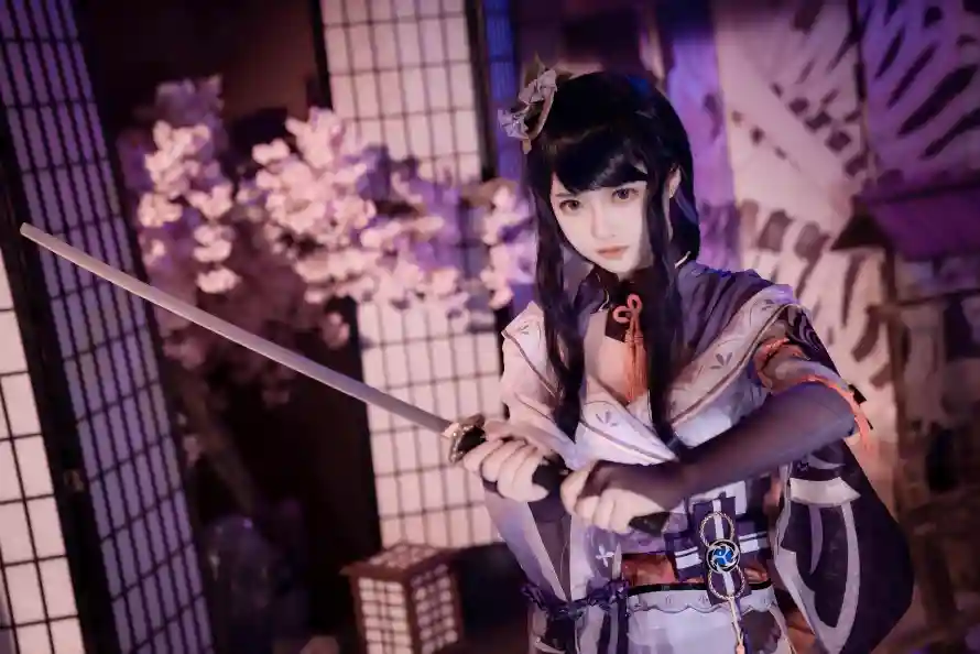4k原神壁纸 - 和服 - 樱花 - 长刀「哲风壁纸」