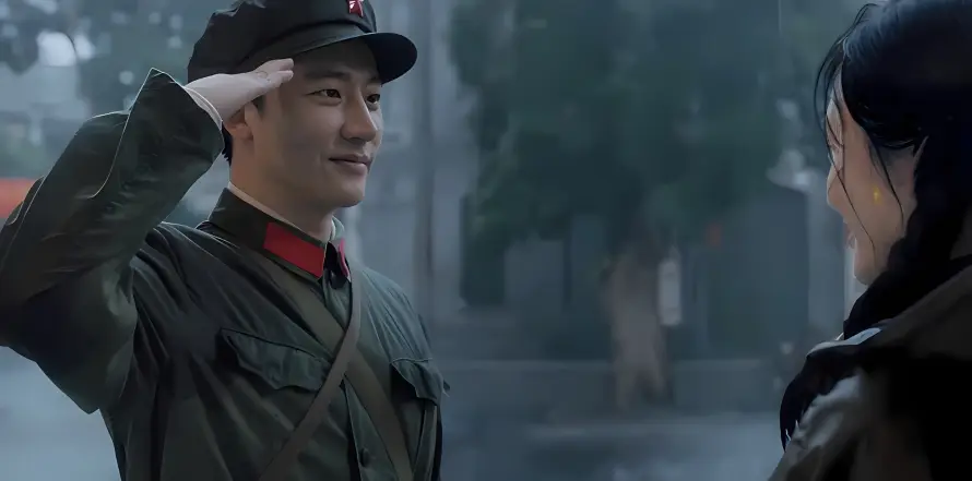 4k军装壁纸 - 敬礼 - 芳华 - 雨天「哲风壁纸」