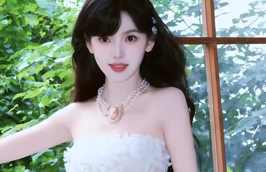 4k木窗壁纸 - 白衣 - 绿植 - 美女「哲风壁纸」