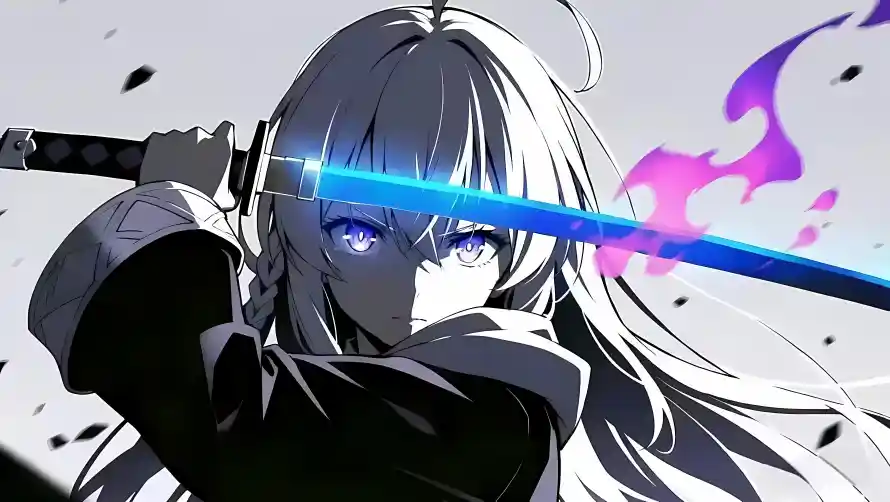 4k战斗壁纸 - 紫焰 - 蓝剑 - 银发「哲风壁纸」 4k战斗壁纸 - 紫焰 - 蓝剑 - 银发「哲风壁纸」