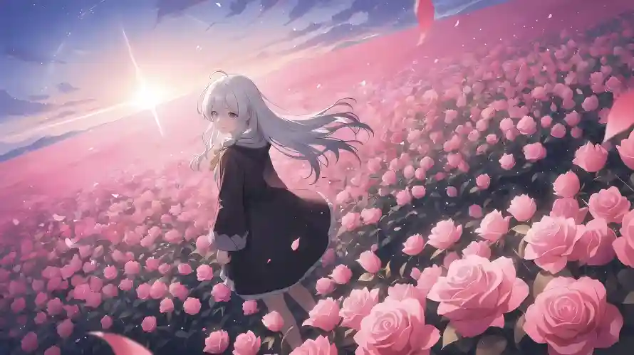 4k夕阳壁纸 - 玫瑰 - 银发 - 长裙「哲风壁纸」 4k夕阳壁纸 - 玫瑰 - 银发 - 长裙「哲风壁纸」