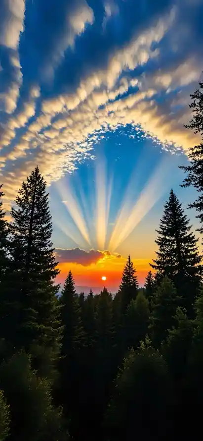 4k云朵壁纸 - 夕阳 - 松树 - 树林「哲风壁纸」