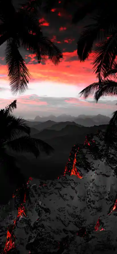 4k山脉壁纸 - 岩石 - 晚霞 - 火焰「哲风壁纸」