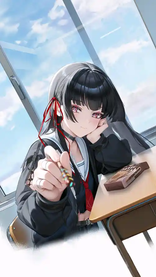 4k千咲壁纸 - 教室 - 校服 - 蓝天「哲风壁纸」