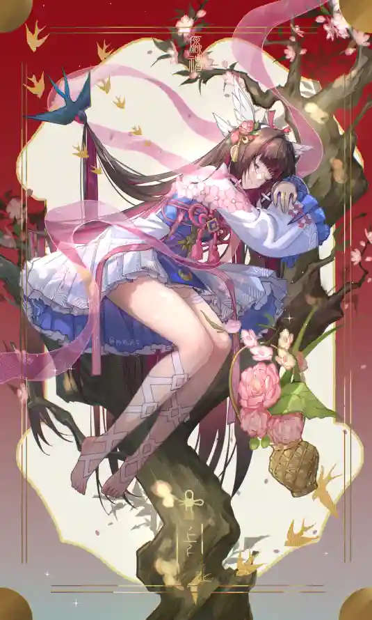 4k古风壁纸 - 树干 - 樱花 - 飘带「哲风壁纸」