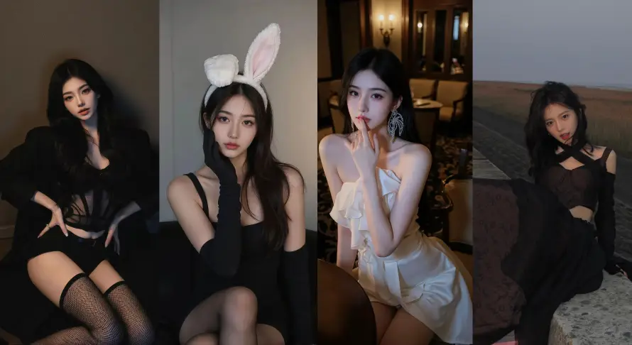 4k兔耳壁纸 - 美女 - 黑丝 - 黑衣「哲风壁纸」