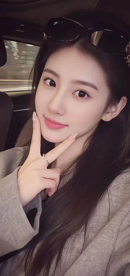 4k比耶壁纸 - 美女 - 自拍 - 车内「哲风壁纸」