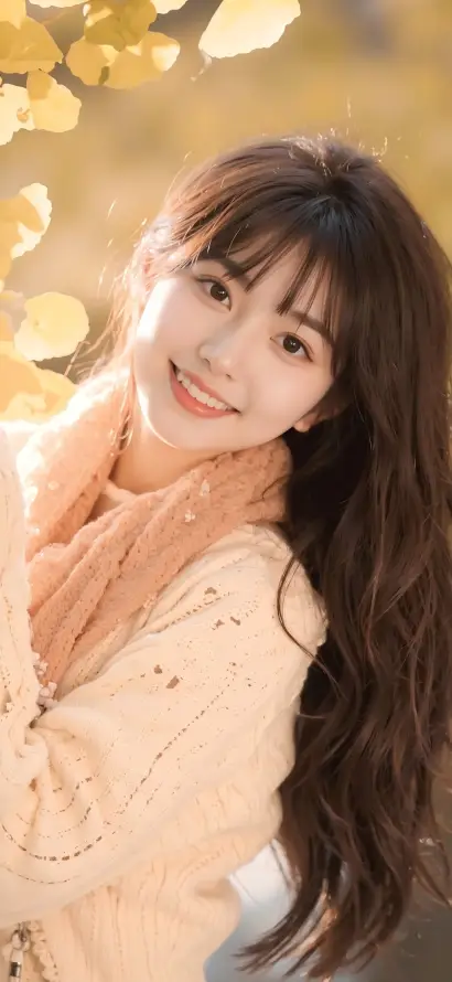 4k围巾壁纸 - 毛衣 - 秋天 - 美女「哲风壁纸」