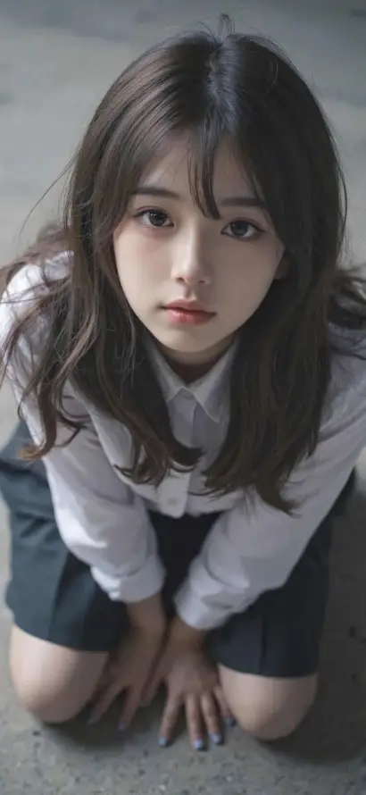 4k清纯壁纸 - 美女 - 跪坐 - 长发「哲风壁纸」