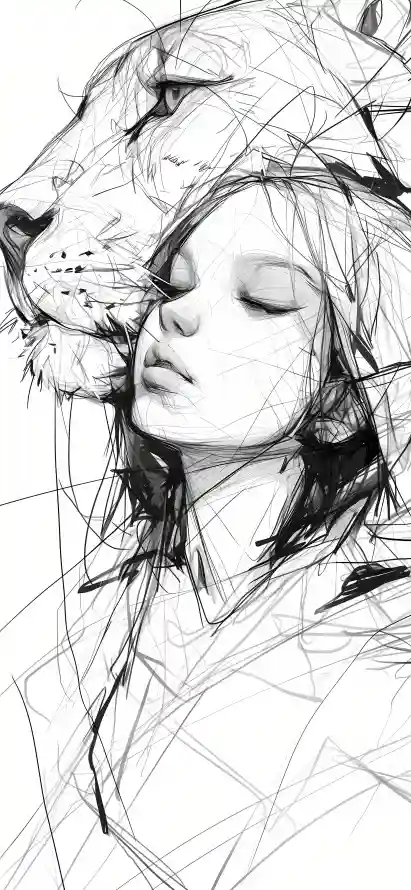4k女孩壁纸 - 素描 - 线条 - 艺术「哲风壁纸」