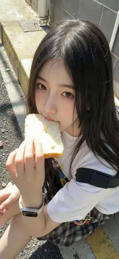 4k户外壁纸 - 校服 - 青春 - 吃面包「哲风壁纸」