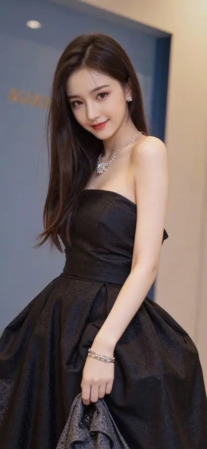 4k优雅壁纸 - 时尚 - 抹胸裙 - 长发美女「哲风壁纸」