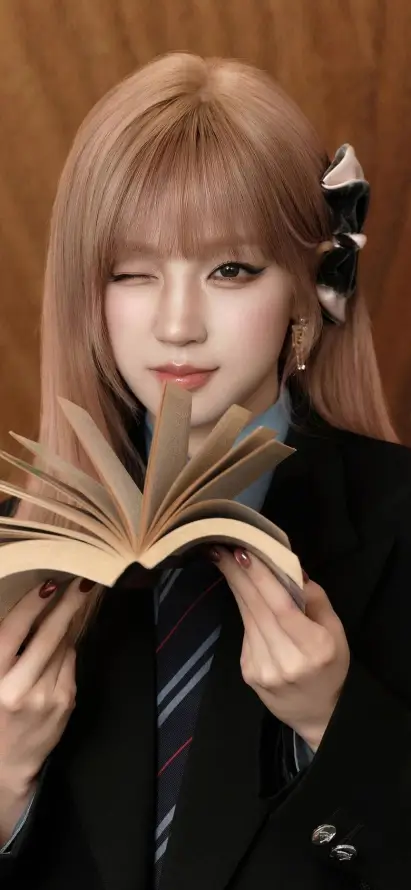 4k书本壁纸 - 西装 - 蝴蝶结 - 粉发美女「哲风壁纸」