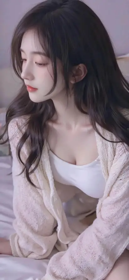 4k居家穿搭壁纸 - 浅色服饰 - 温柔氛围 - 美女壁纸「哲风壁纸」