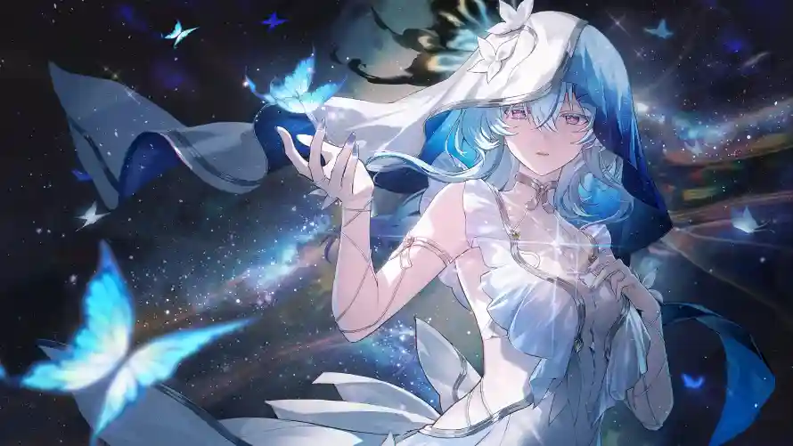4k星空壁纸 - 白裙 - 蓝发 - 鸣潮「哲风壁纸」