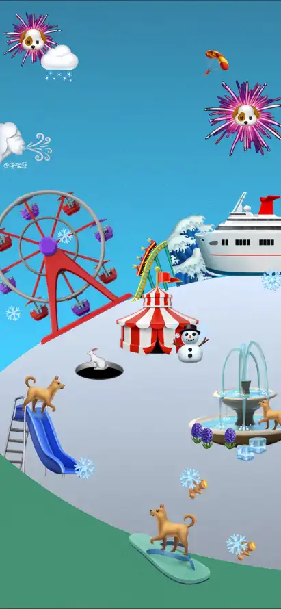 4k卡通壁纸 - 抽象 - 滑梯 - 雪人「哲风壁纸」