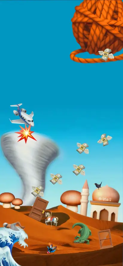 4k卡通壁纸 - 抽象 - 沙漠 - 蝴蝶「哲风壁纸」