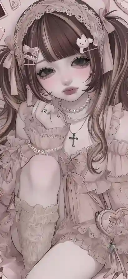 4k蕾丝壁纸 - 二次元 - 十字架 - 双马尾「哲风壁纸」