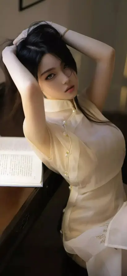 4k人物壁纸 - 坐姿 - 室内 - 旗袍「哲风壁纸」