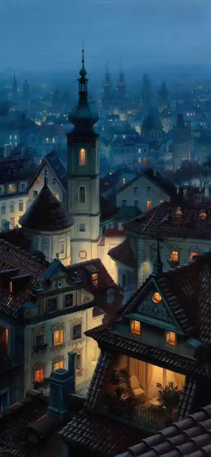 4k壁纸壁纸 - 夜晚 - 小镇 - 灯光「哲风壁纸」