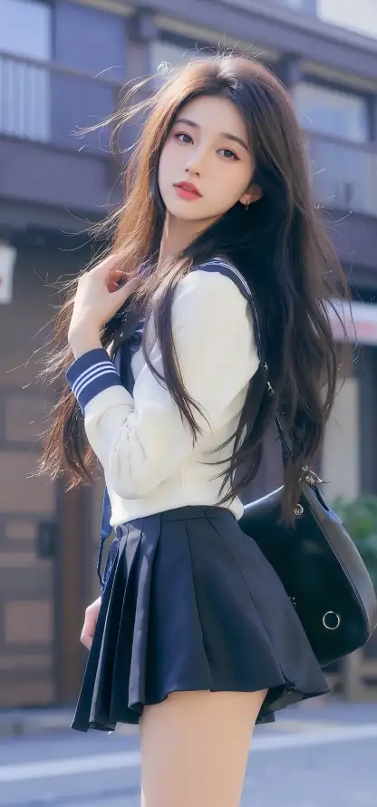 4k短裙壁纸 - 美女 - 街拍 - 长发「哲风壁纸」