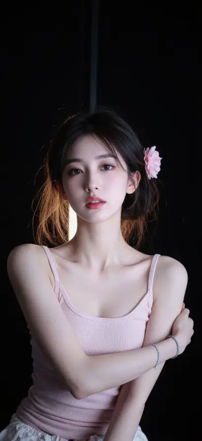 4k柔美壁纸 - 美女 - Ios - 粉色背心「哲风壁纸」