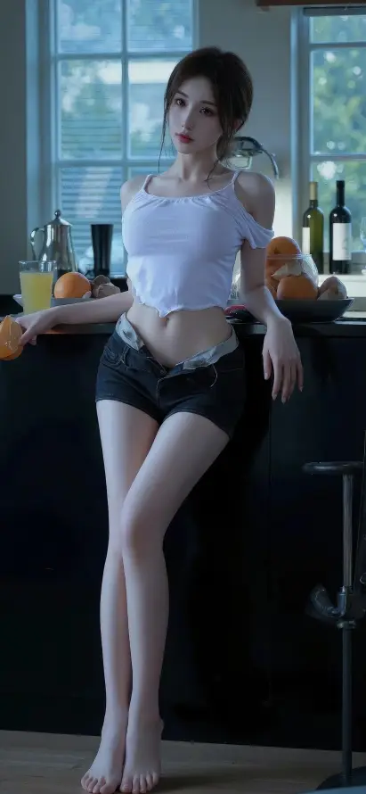 4k吧台壁纸 - 室内 - 橙子 - 美女「哲风壁纸」