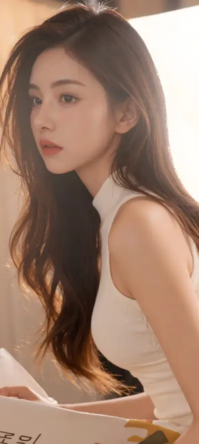 4k美女壁纸 - Ios - 白衣美女 - 简约背景「哲风壁纸」