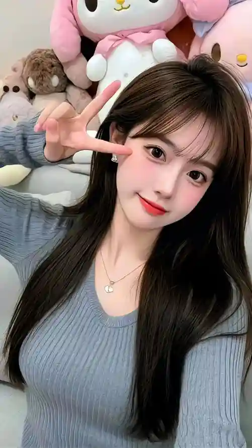 4k比耶壁纸 - 玩偶 - 美女 - 长发「哲风壁纸」