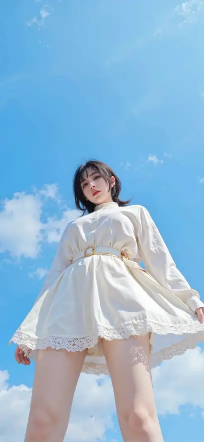 4k户外壁纸 - 清新 - 白云 - 美女「哲风壁纸」