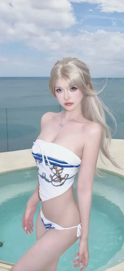 4k大海壁纸 - 泳池 - 泳装 - 美女「哲风壁纸」