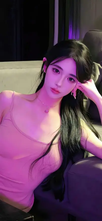 4k室内壁纸 - 紫粉 - 美女 - 长发「哲风壁纸」