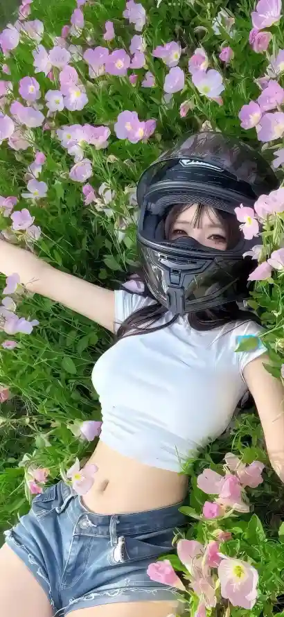 4k美女壁纸 - 草地 - Ios - 粉色花「哲风壁纸」