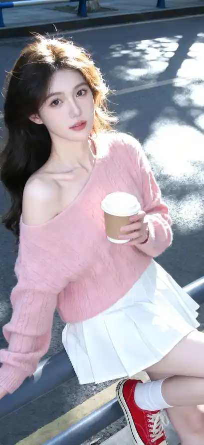 4k咖啡壁纸 - 户外 - 美女 - Ios「哲风壁纸」