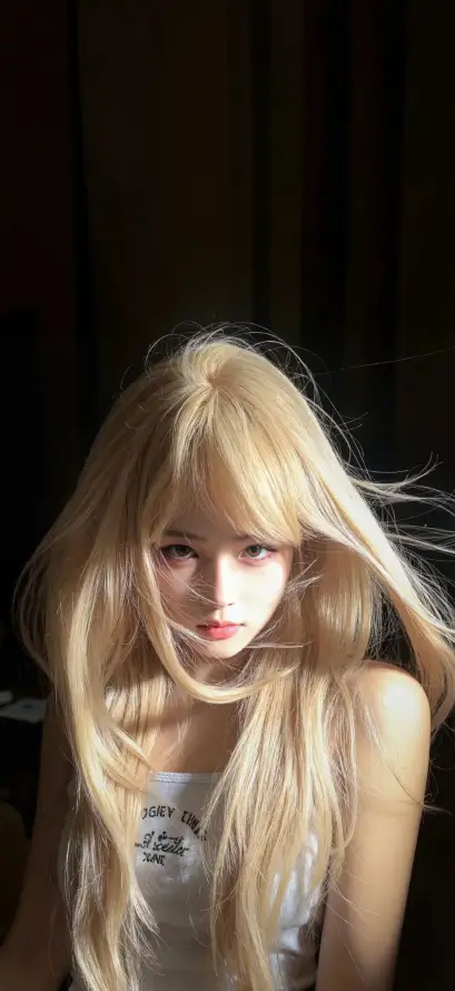 4k暗调壁纸 - 白衣 - 红唇 - 美女「哲风壁纸」