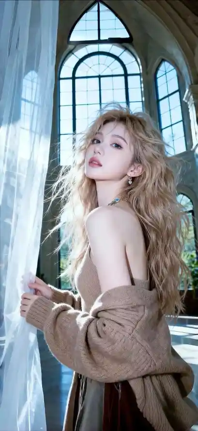 4k优雅壁纸 - 窗户 - 美女 - 金发「哲风壁纸」