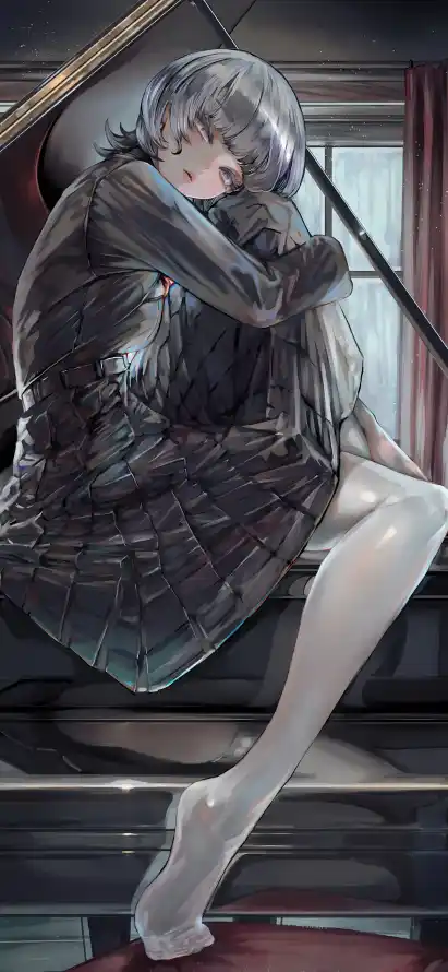 4k孤独壁纸 - 室内 - 忧郁 - 白丝「哲风壁纸」