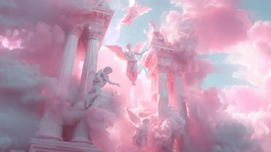 2k云景壁纸-古典建筑与天使-古希腊柱壁纸分享「哲风壁纸」