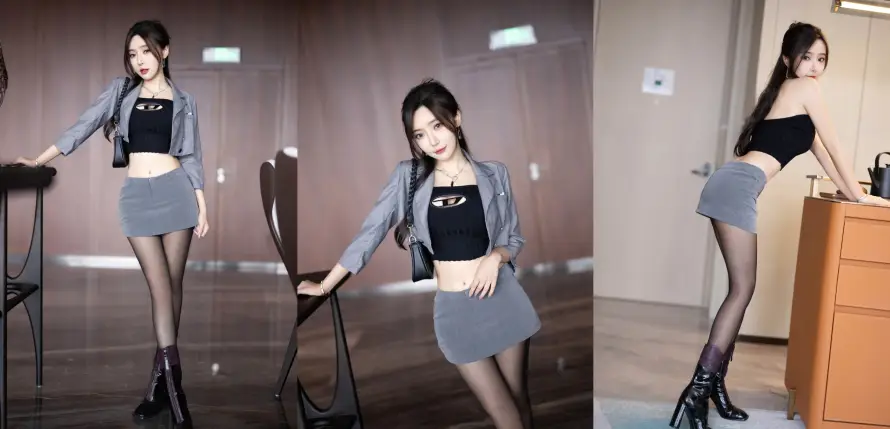 4k丝袜壁纸 - 桌子 - 椅子 - 短裙「哲风壁纸」