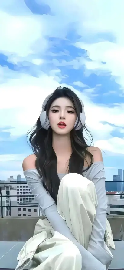 4k天台壁纸 - 户外 - 美女 - 蓝天「哲风壁纸」