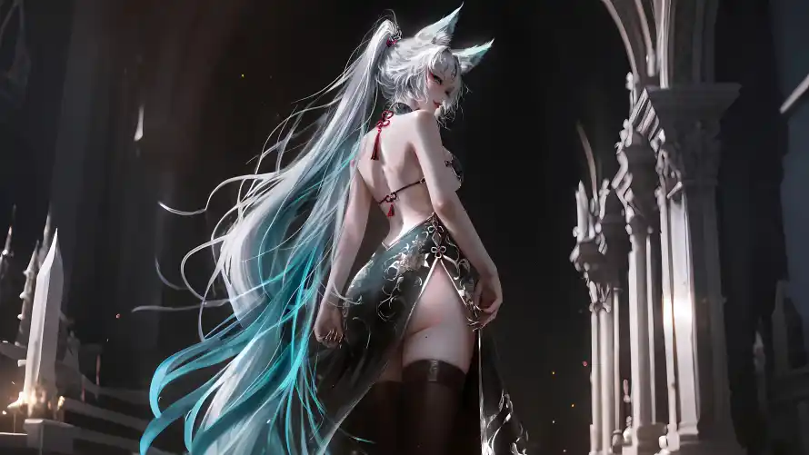 4k兽耳壁纸 - 旗袍 - 猫耳 - 长发「哲风壁纸」