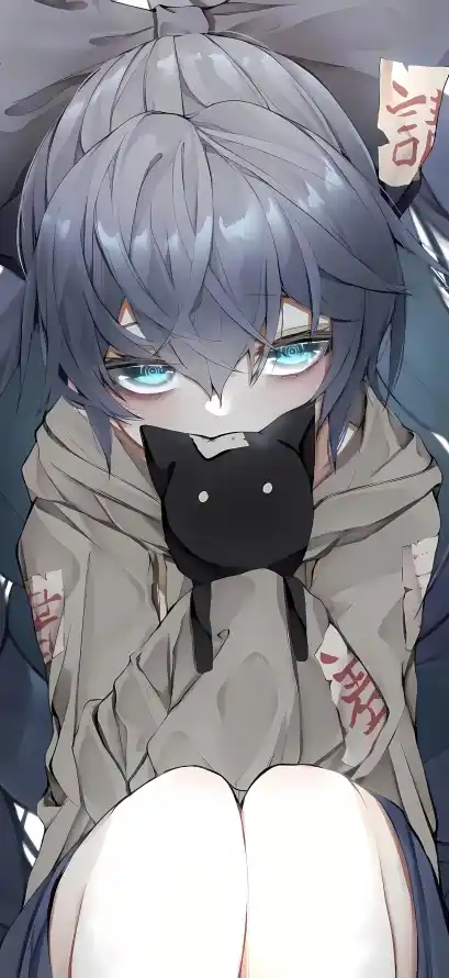 4k伤痕壁纸 - 可爱 - 坐姿 - 二次元「哲风壁纸」