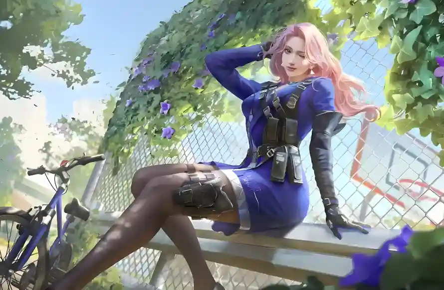 4k户外壁纸 - 花朵 - 蓝裙 - 藤蔓「哲风壁纸」