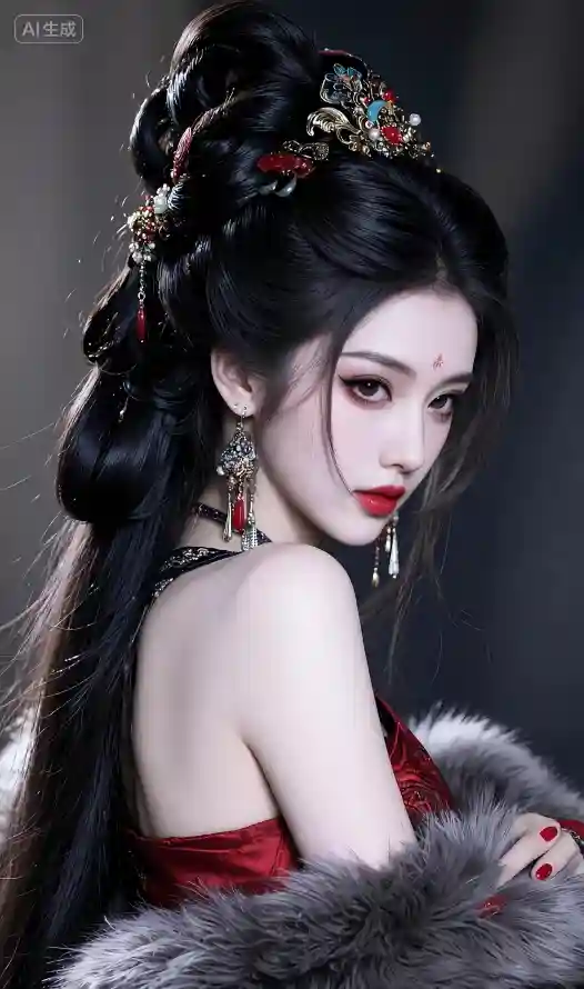 4k人物壁纸 - 红唇 - 美女 - 长发「哲风壁纸」